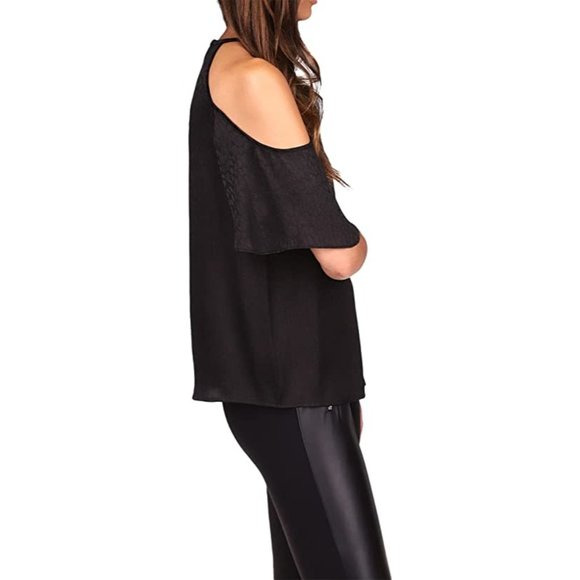 MICHAEL Michael Kors Cheetah Plisse Jacquard Chain Neck Cold-Shoulder Top Large - Picture 2 of 4